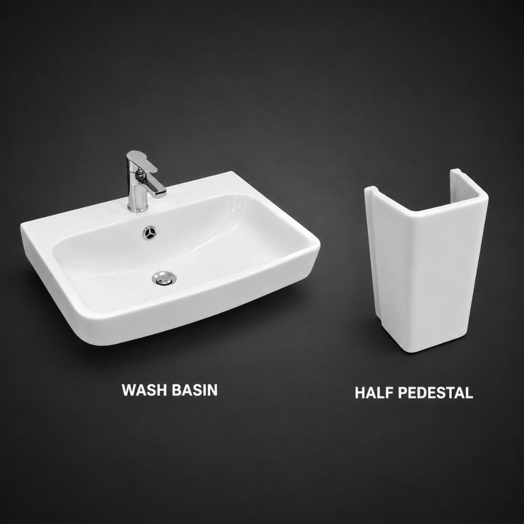 FABIYA With Pedestal Washbasin with Pedestal Wash Basin - My Home Studio